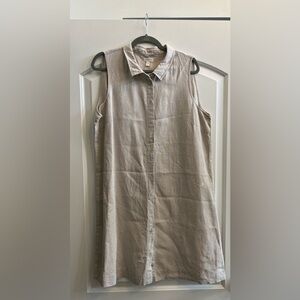 Garnet Hill Tan Casual Button Down Dress
